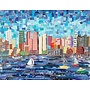 Sailboats Boston Harbor 8x10 Matted Print