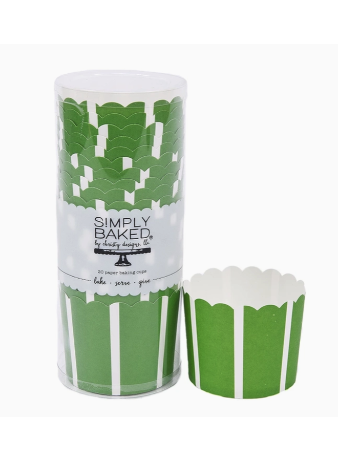 Large Paper Baking Cups Green Vertical - 20 Per Package