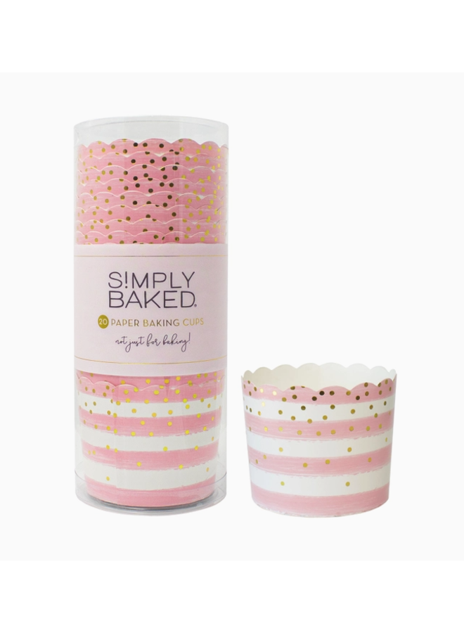 Large Paper Baking Cups Pink Confetti Foil - 20 Per Package