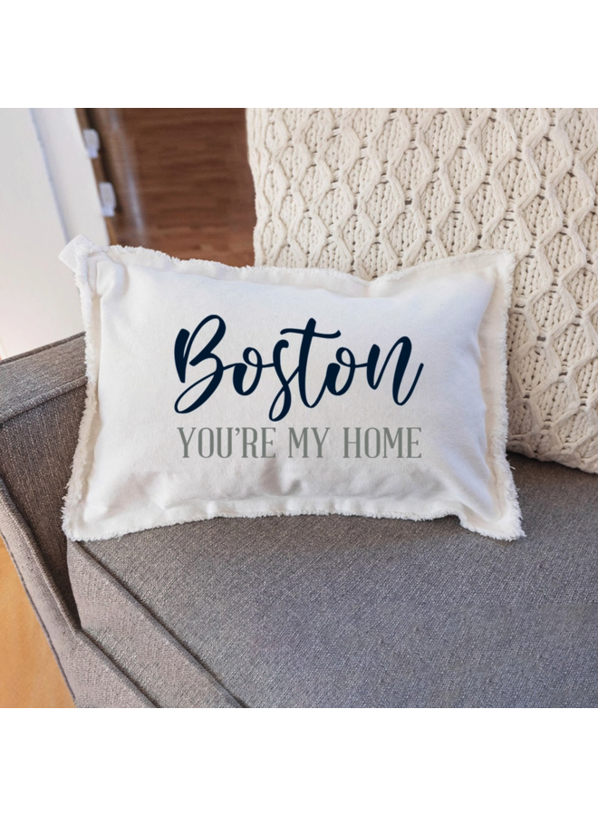 Boston You're My Home Lumbar Pillow - White
