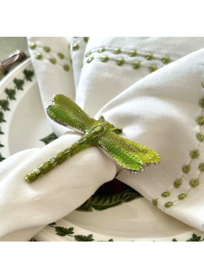 Green Dragonfly Napkin Rings, Set of Four