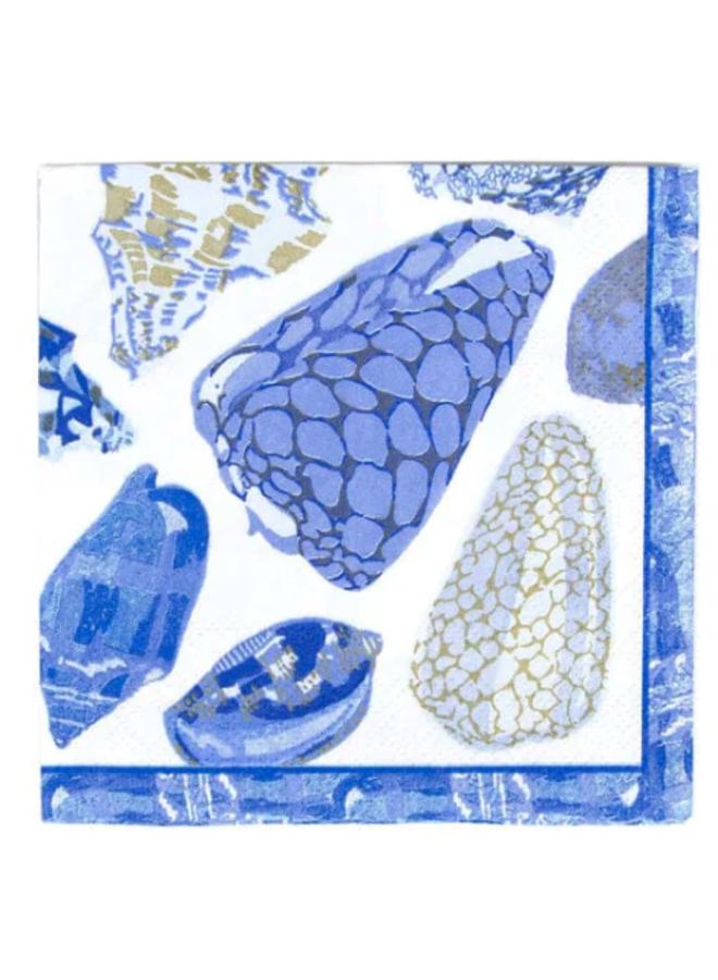 Coquillage Blue Cocktail Napkin - 20 Per Package