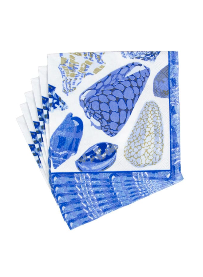 Coquillage Blue Cocktail Napkin - 20 Per Package
