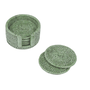 Rattan Round Coaster Set/holder Green
