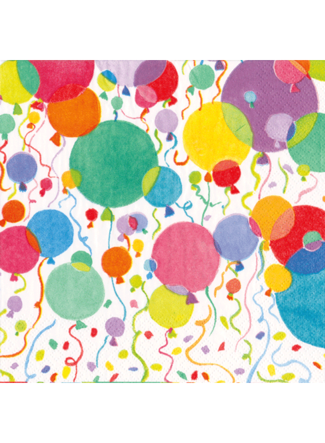 Balloons and Confetti Paper Luncheon Napkins in White - 20 Per Package