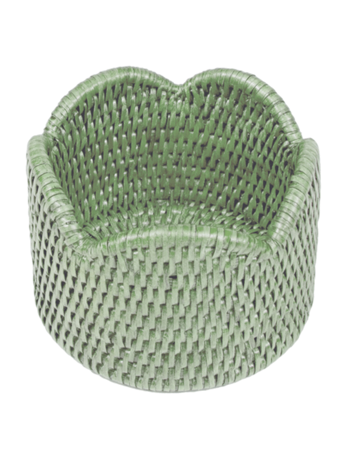 Rattan Scallop Wine Coaster Green