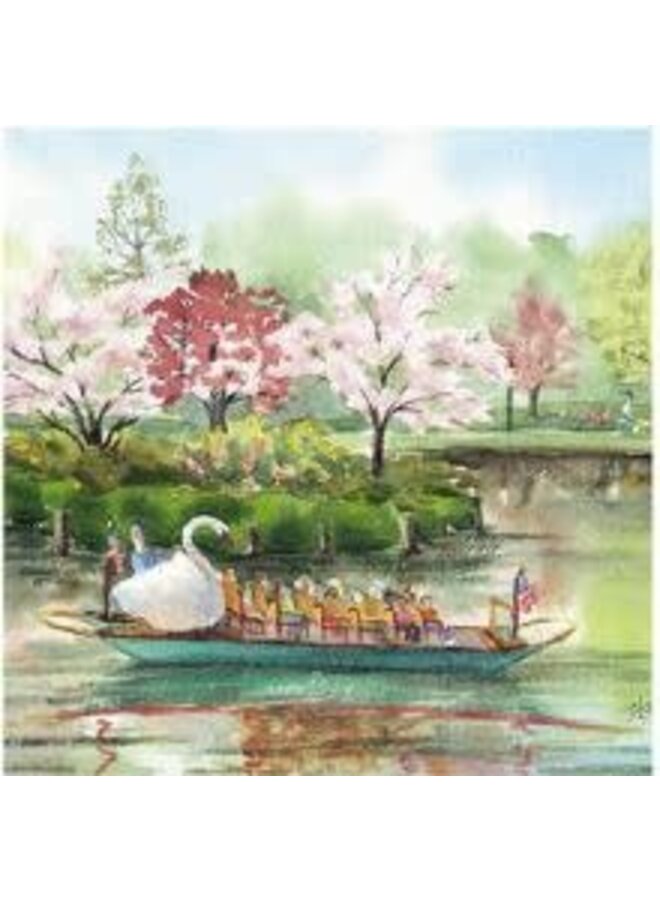 Watercolor Swanboats Marble Coaster