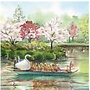 Watercolor Swanboats Marble Coaster