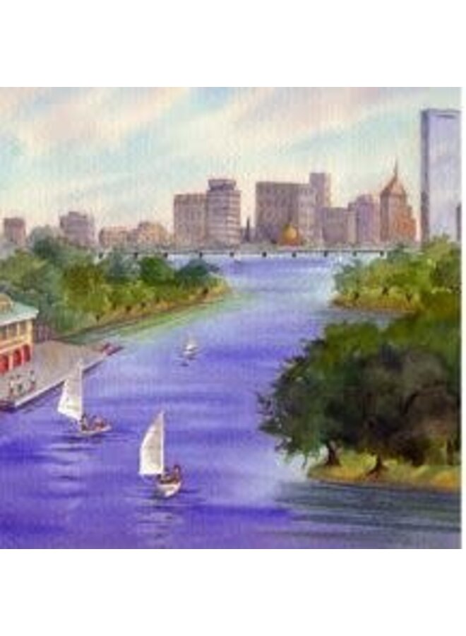 Watercolor Charles River Marble Coaster