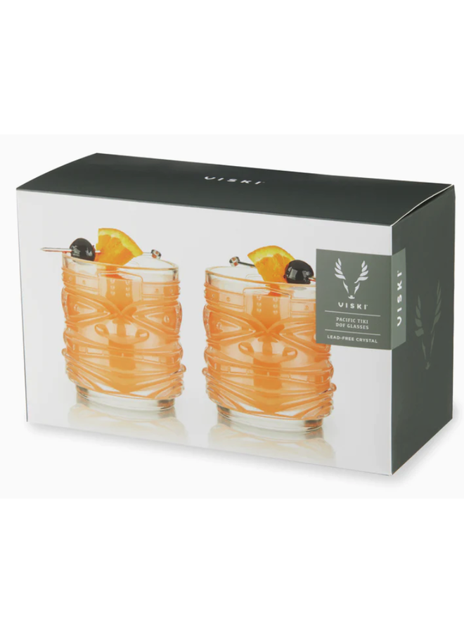 Pacific™ Stackable Crystal Tiki Cocktail Glasses - Set of 2