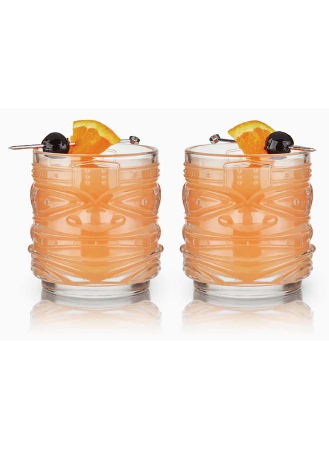 Pacific™ Stackable Crystal Tiki Cocktail Glasses - Set of 2
