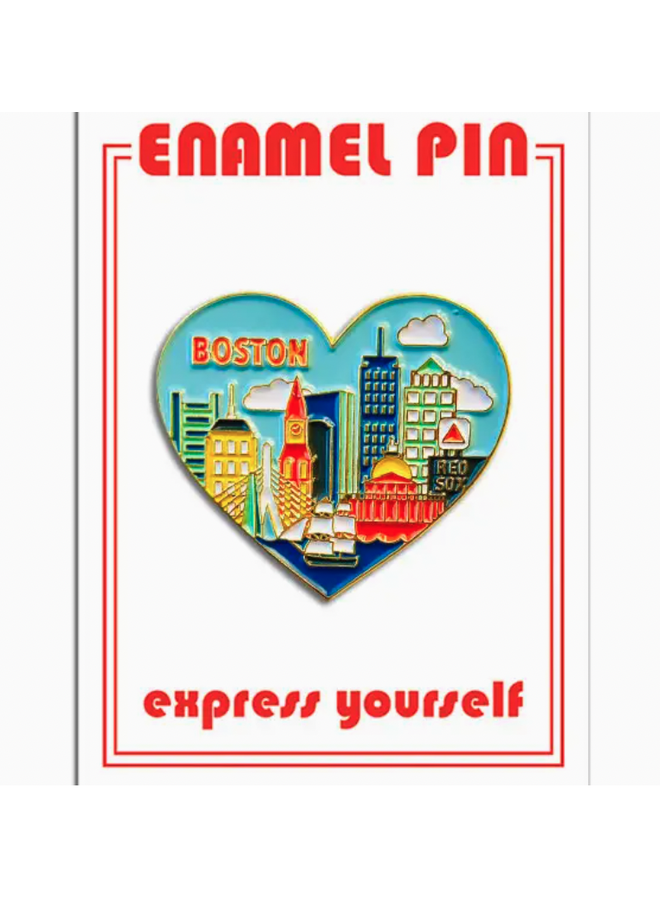 Boston Skyline Heart Pin