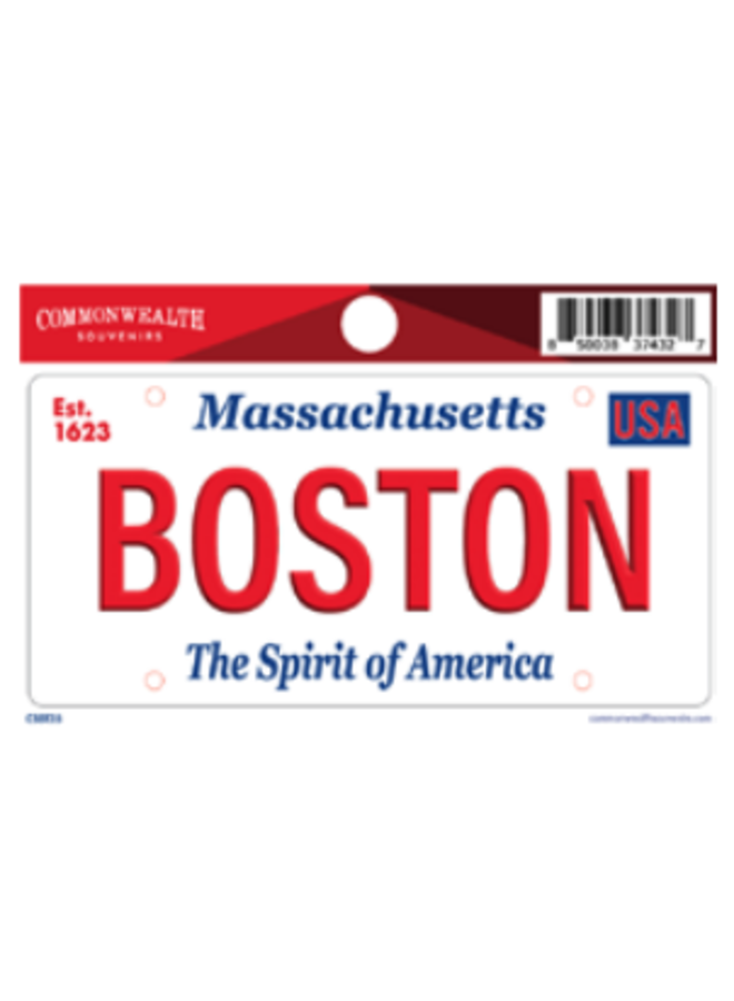 Boston License Plate Sticker 4"