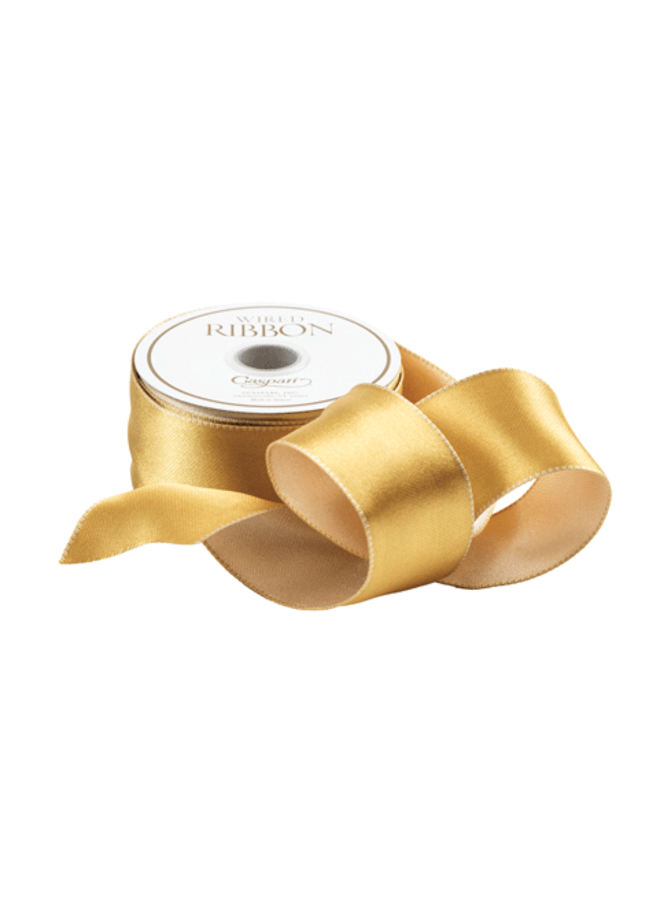 Satin Gold/Ivory Reversable Wired Ribbon - 10 Yard Spool