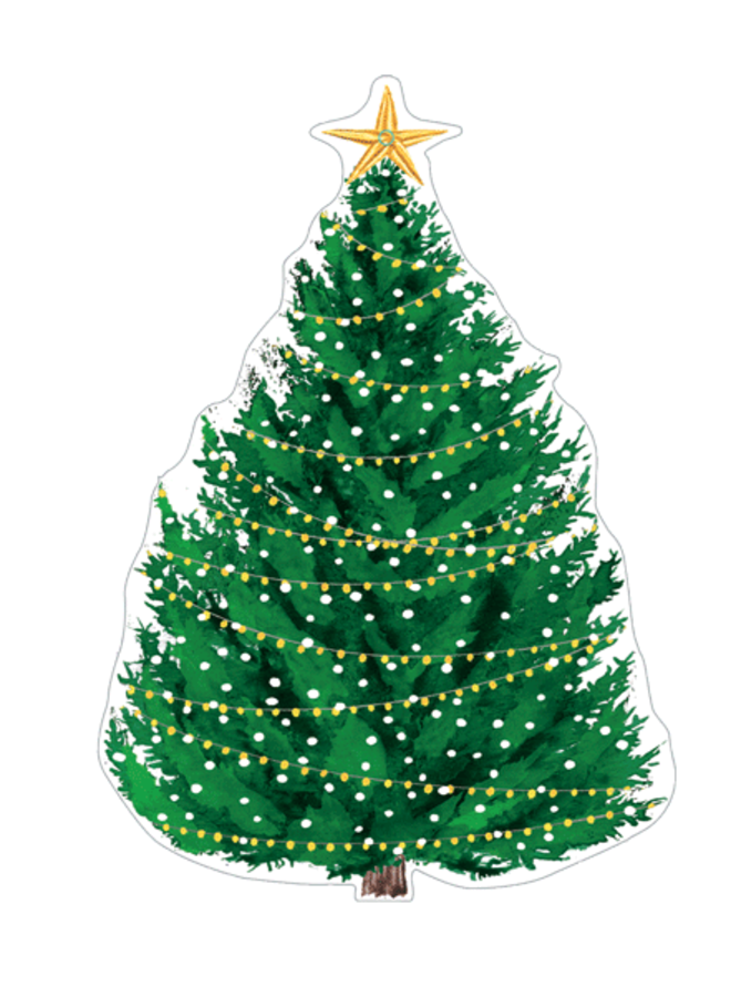 Christmas Tree w/ Lights Christmas Ornament Tag w/ Header 4 Pack