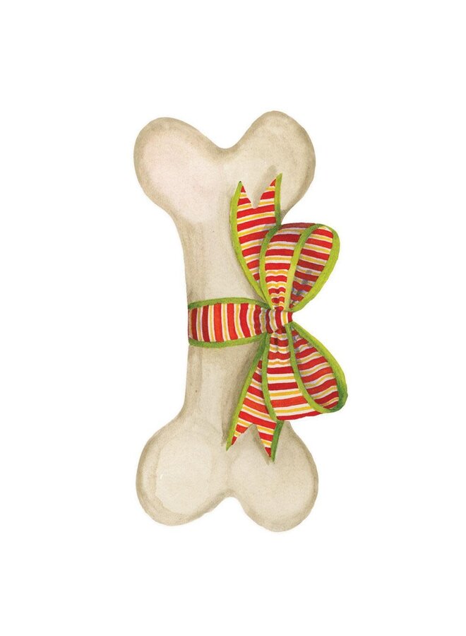Dog Bone and Bow Christmas Ornament Tag w/ Header 4 Pack