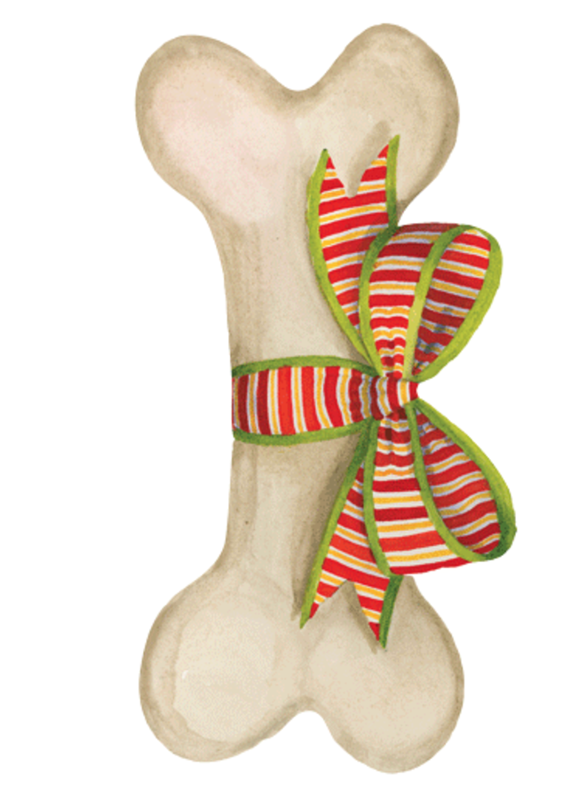 Dog Bone and Bow Christmas Ornament Tag w/ Header 4 Pack