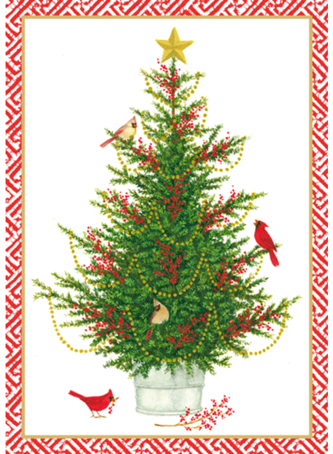 Cardinal Christmas Tree Christmas Cards Boxed - 15 Cards & Envelopes