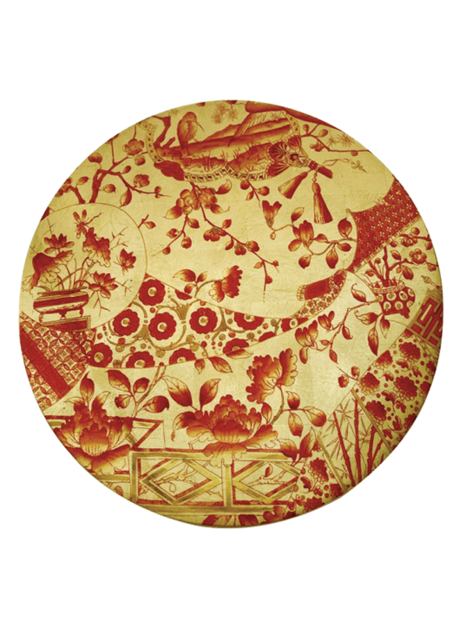 Gilded Porcelain Coral/Gold Lacquer Placemat Round