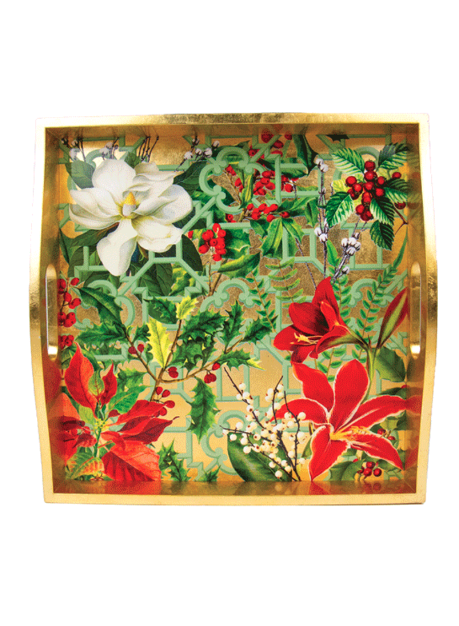 Christmas Garden Lacquer Square Tray