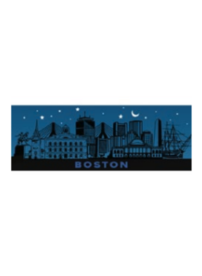 Boston Night Skyline Glitter Panoramic Magnet