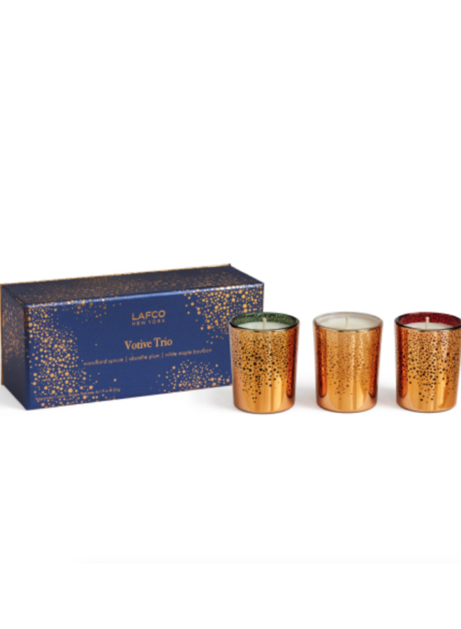 Votive Trio Limited Edition Set - Woodland Spruce, Absinthe Plum, White Maple Bourbon