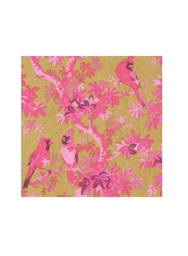 Scenic Songbirds Rose & Gold Cocktail Napkins - 20 Per Package