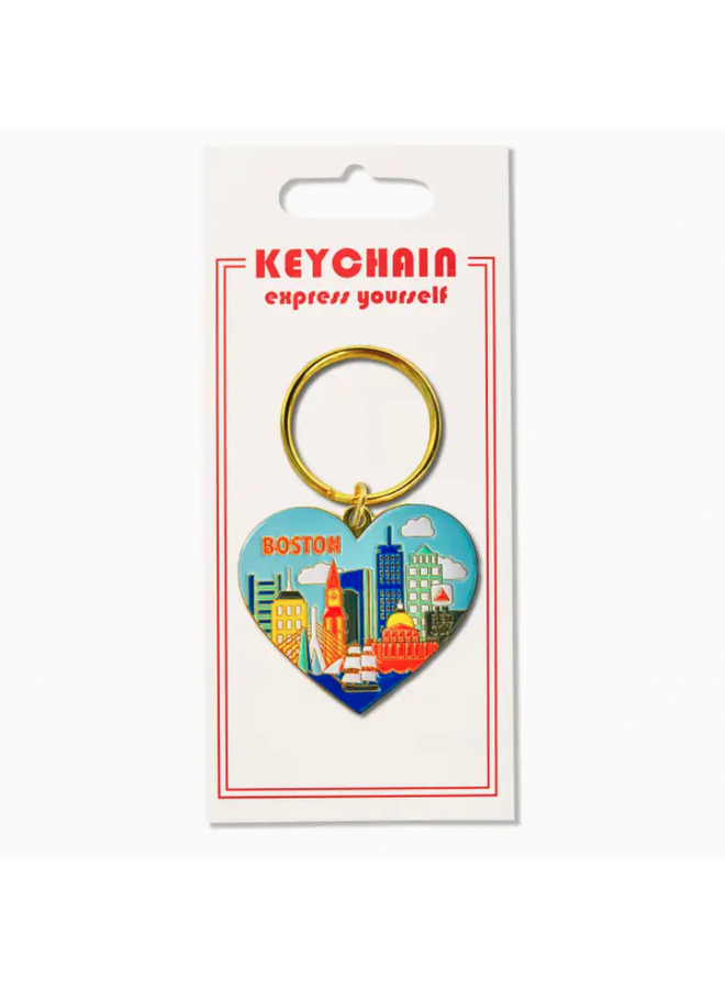 Boston Skyline Heart Keychain