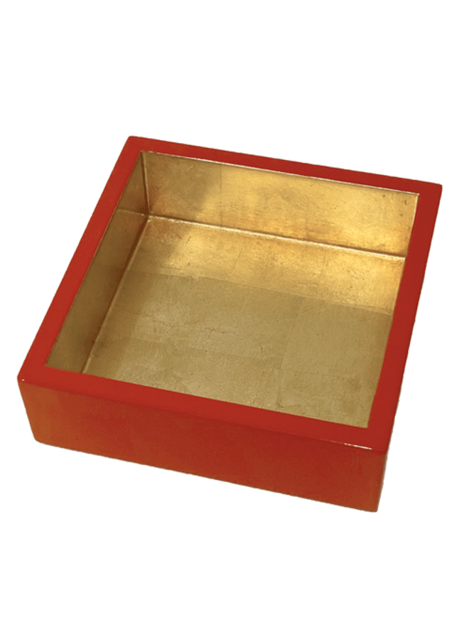Lacquer Cocktail Napkin Holder in Coral & Gold - 1 Each