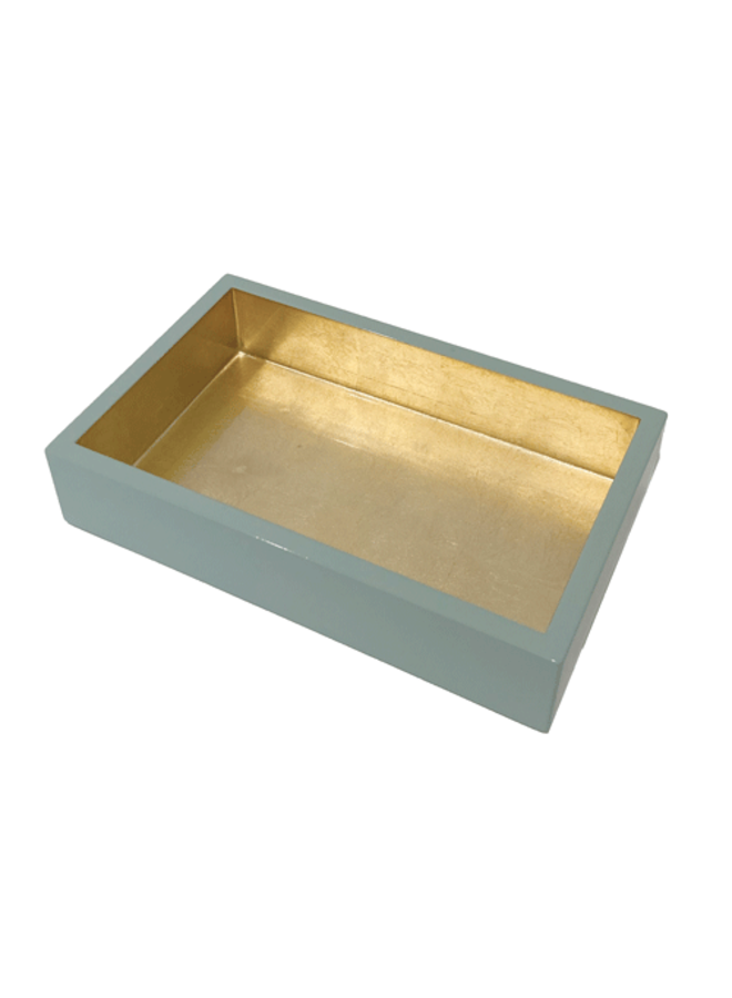 Lacquer Guest Towel Napkin Holder in Celadon & Gold - 1 Each