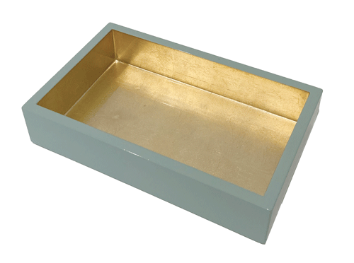 Caspari Lacquer Guest Towel Napkin Holder in Celadon Gold Blackstone s of Beacon Hill