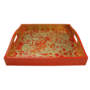 Gilded Porcelain Coral/Gold Lacquer Square Tray