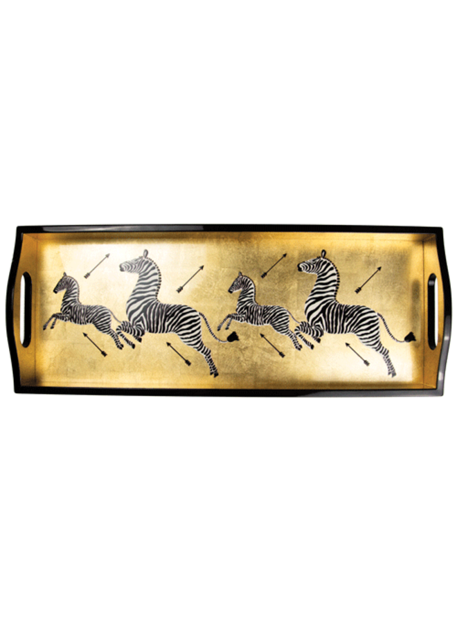 Zebras Gold Lacquer Bar Tray