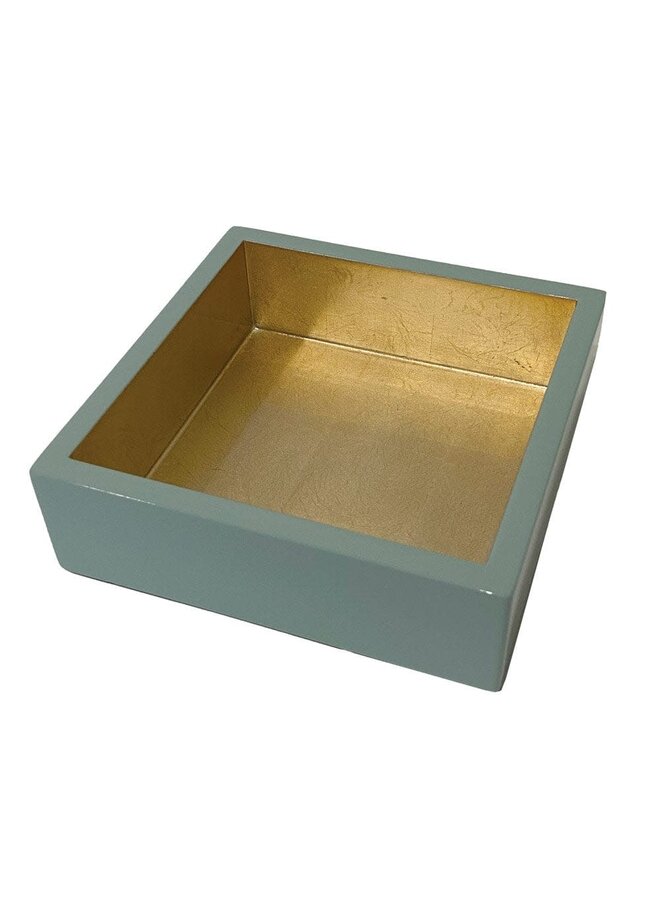 Lacquer Cocktail Napkin Holder in Celadon & Gold - 1 Each