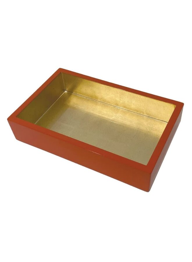 Lacquer Guest Towel Napkin Holder in Coral & Gold