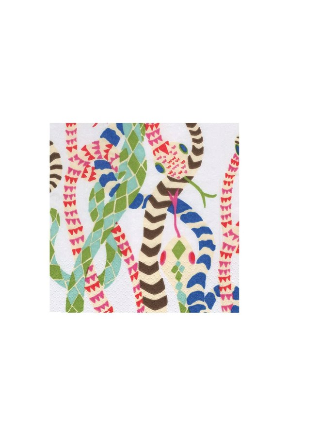 Serpentine White Cocktail Napkins - 20 Per Package