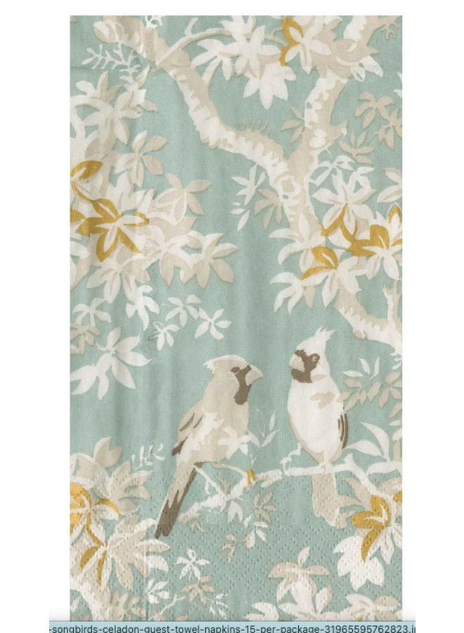 Scenic Songbirds Guest Towel in Celadon - 15 Per Package