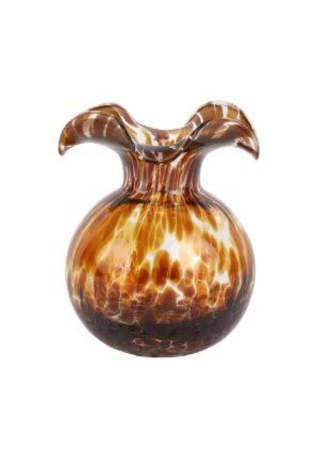 Hibiscus Glass Brown Tortoiseshell Bud Vase