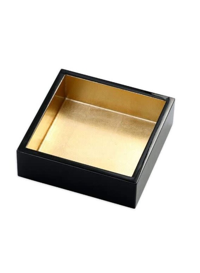 Lacquer Cocktail Napkin Holder in Black & Gold - 1 Each