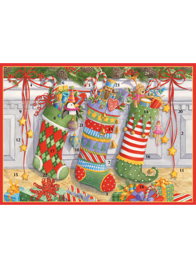 Stockings Advent Calendar Greeting Card - 1 Card & 1 Envelope