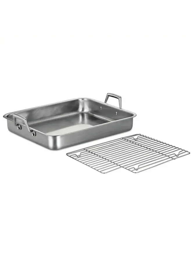 Prima 13.5 in Stainless Steel Roasting Pan - Includes Basting Grill