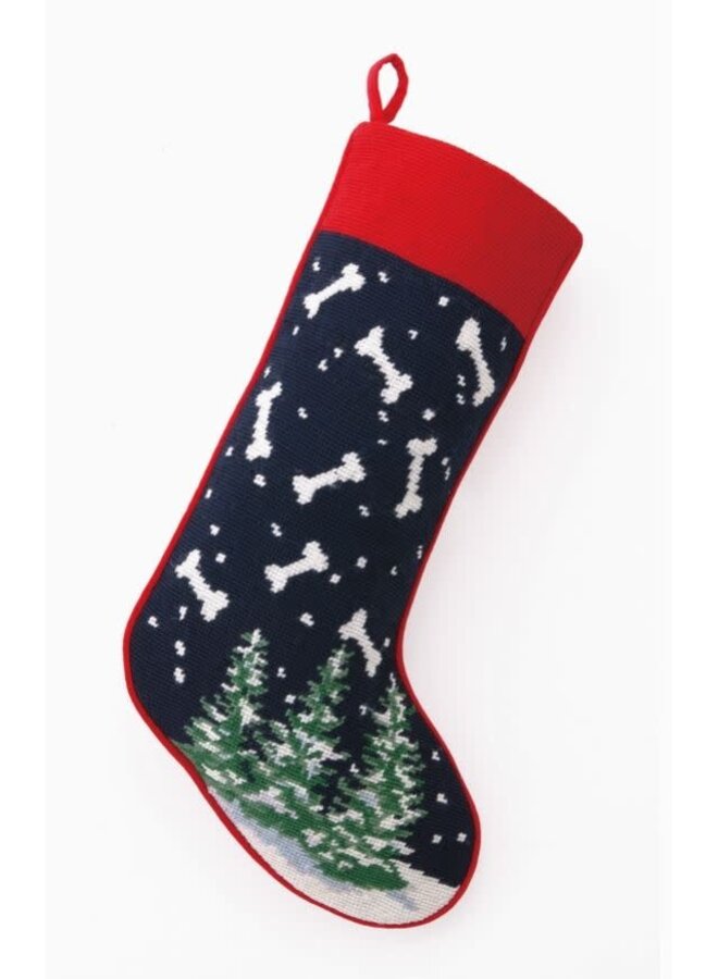 Raining Bones Needlepoint Stocking