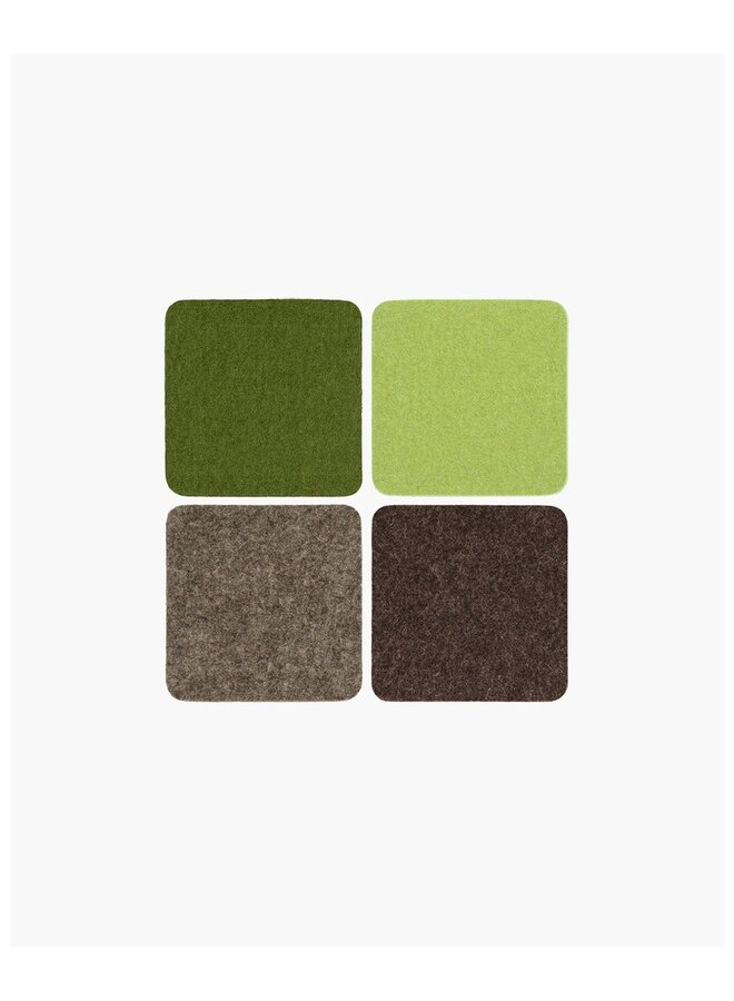Bierfilzl Merino Wool Square Coaster Multi 4 Pack - Forest