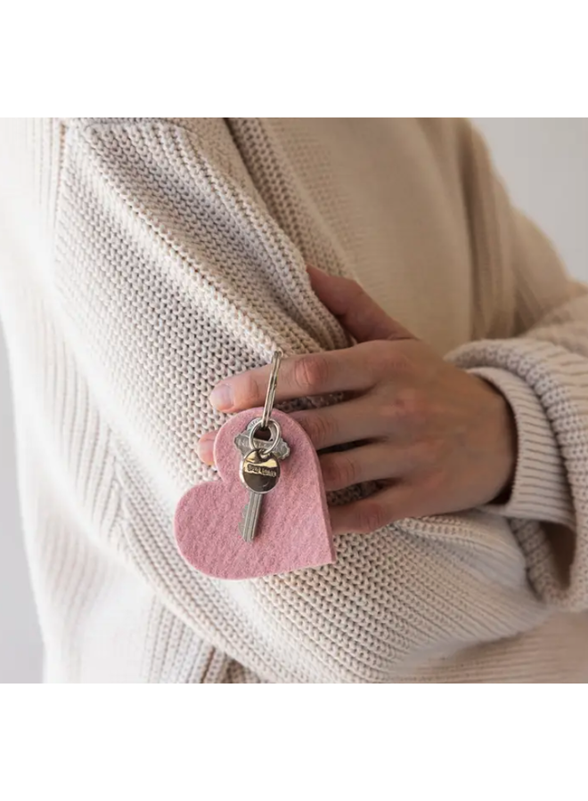 Merino Wool Heart Key Fob