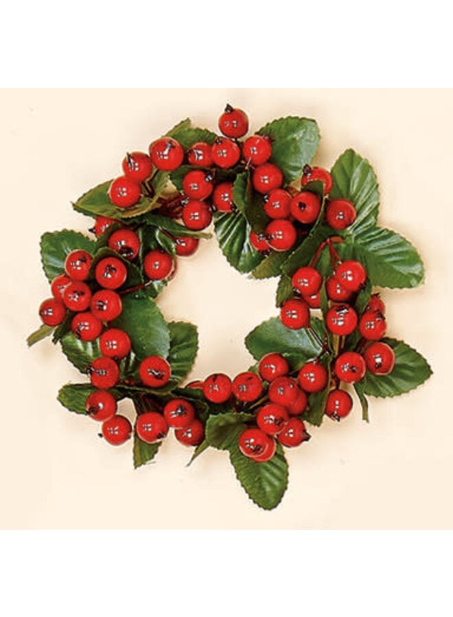 3.25" Berry Candle Ring With Leaf