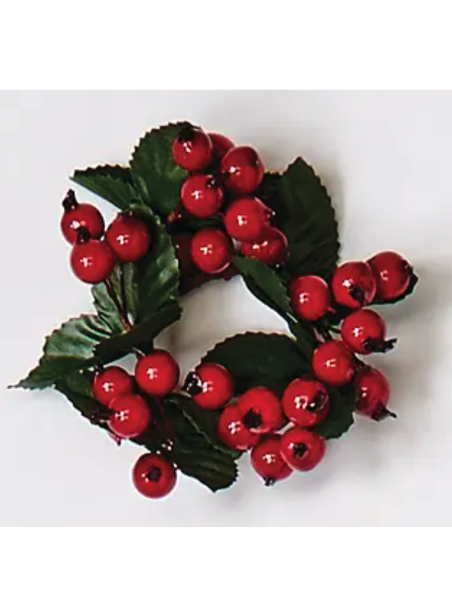 1.25" Berry Candle Ring With Leaf