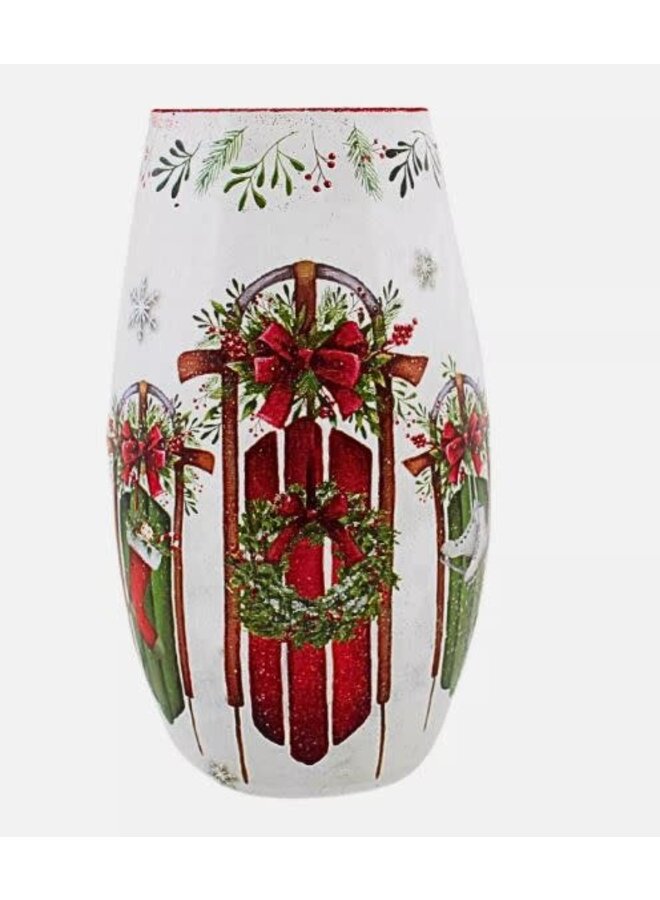 Decorated Sleds Pre-Lit Large Vase
