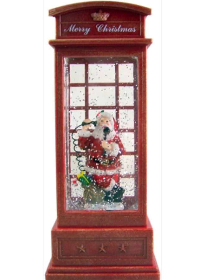 9.75" LED Swirl Phone Booth w/Santa