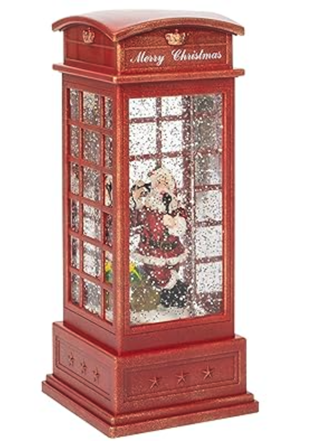 9.75" LED Swirl Phone Booth w/Santa