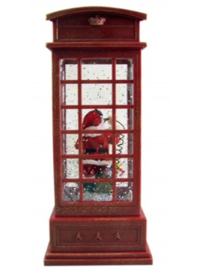 9.75" LED Swirl Phone Booth w/Santa